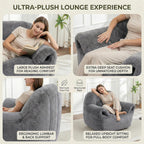 Bean Bag Chair for Adults and Childs with Armrests, High Back Supportive Plush Lounge, Oversized Faux Fur Floor Sofa for Living Room, Bedroom and Dorm (Dark Gray)