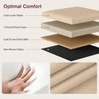 VECELO 30'' Folding Storage Ottoman Bench, End of Bed Linen Fabric Foot Rest Stool with Padded Seat, Large Footstools for Bedroom, Living Room, Load 500 lb, Khaki