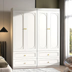 Bedroom Armoire Wardrobe Closet, 75" Tall Wardrobes Closet with 2 Drawers and 2 Doors, Wooden Clothes Cabinets for Bedroom Armoires with Hanging Rod (4-Drawers, 63")