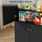 TROPOW Kitchen Pantry Storage Cabinet, 67" Tall Food Pantry with Adjustable Shelves & Anti-Tip Design, Large Kitchen Hutch Cabinet for Dining Room Living Room, Black