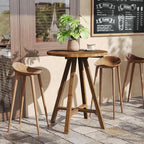 Solid Wood Bar Table, 31.5" Round Pub Bistro Table for Cafe, Dining Room, Kitchen, Living Room
