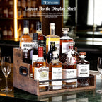 Bottle Display Shelf, Coffee Syrup Rack Organizer, 3 Step Countertop Liquor Wine Rack, mini bar,Liquor Cabinet, Home Retro Bar Shelf Stand for Liquor Whiskey, Spirits (3 Tier)