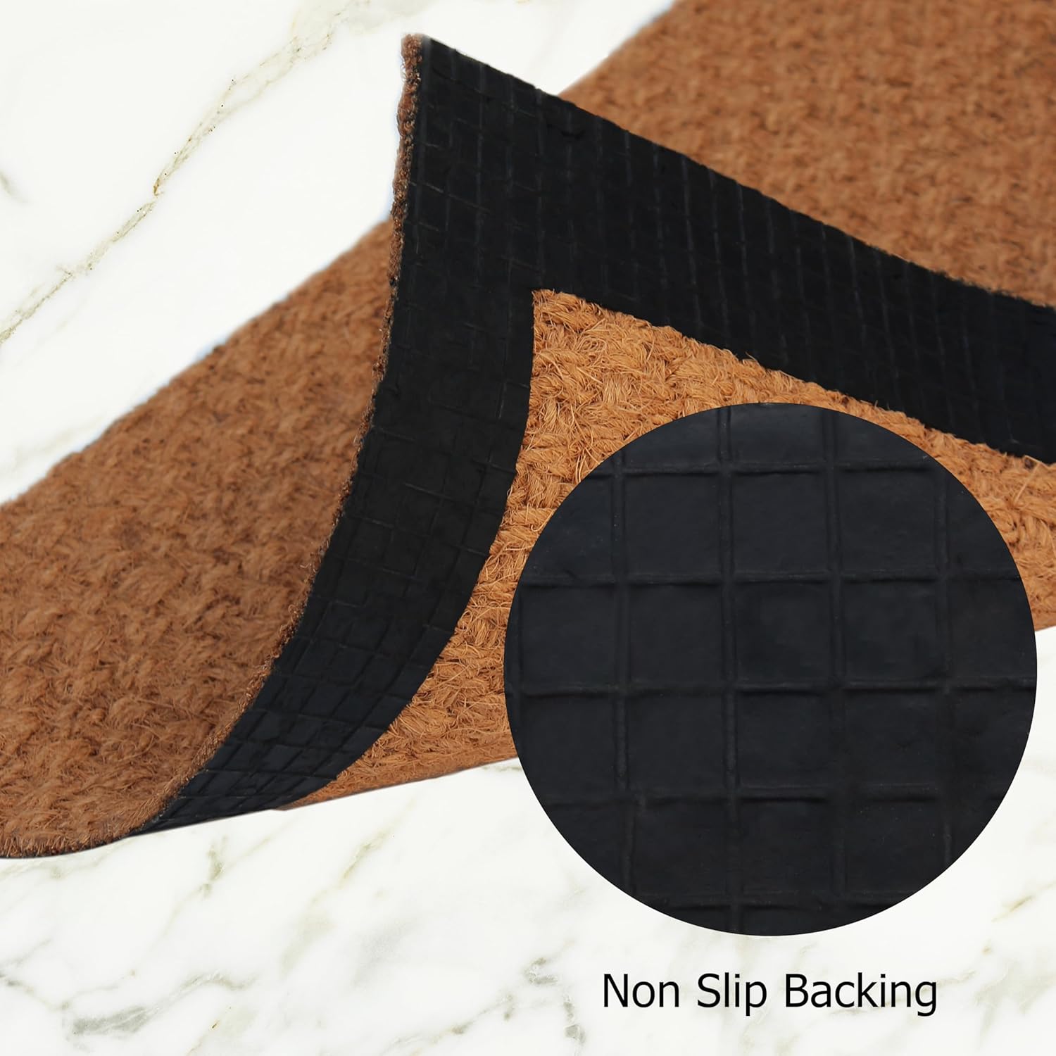 Croft&Cane Woven Coir Doormat – 2 Pack Basketweave Design Non Slip Heavy Duty Back Door Mat - Easy Clean Dirt Trapping Durable Indoor Outdoor Entryway Front Door Mat – 17 x 30 Inches - Natural