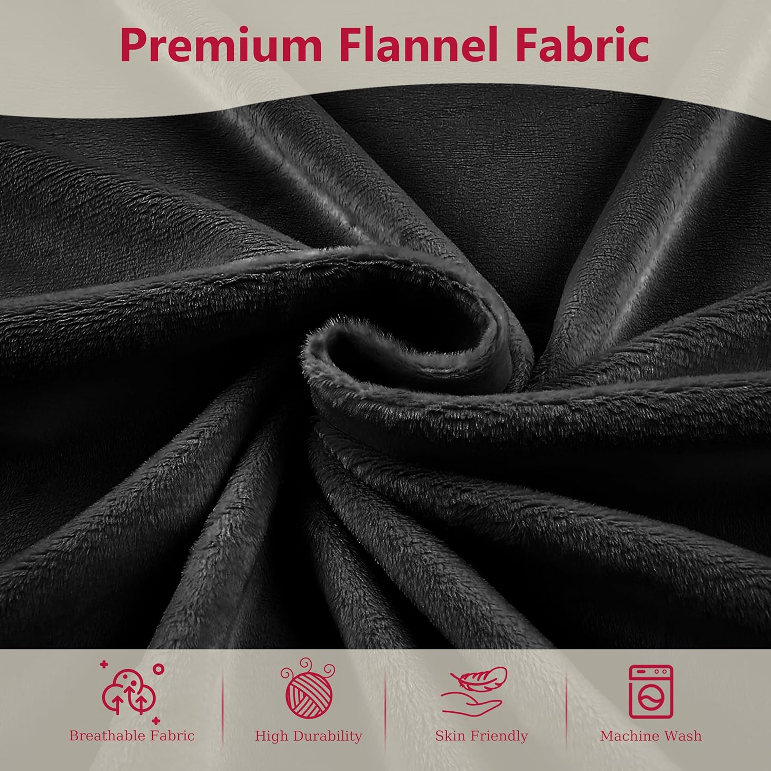 Giant Bean Bag Chair with Memory Foam Filling Beanbag for Adult 8 Colors, Machine Washable Removeable Flannel Cover, Soft Cozy for Bedroom, Living Room - 3 Feet Black