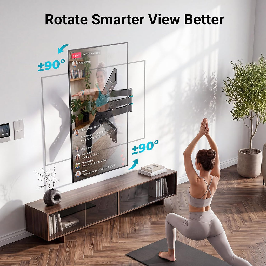 BONTEC Full Motion Corner TV Wall Mount for 31-75 Inch TVs, 33 in Long Arm Wall Mount Bracket, Swivel and Tilt with Landscape to Portrait Rotation, Holds 110 lbs, Heavy Duty Steel, Max VESA 600x400 mm