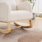 27.2" W Sherpa Glider Chair for Nursery – High Back Rocking Accent Armchair with Side Pockets & Rubber Wood Legs – Ivory Comfort Chair for Living Room, Bedroom