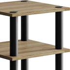3-Tier End Table with Open Shelves, Natural Oak