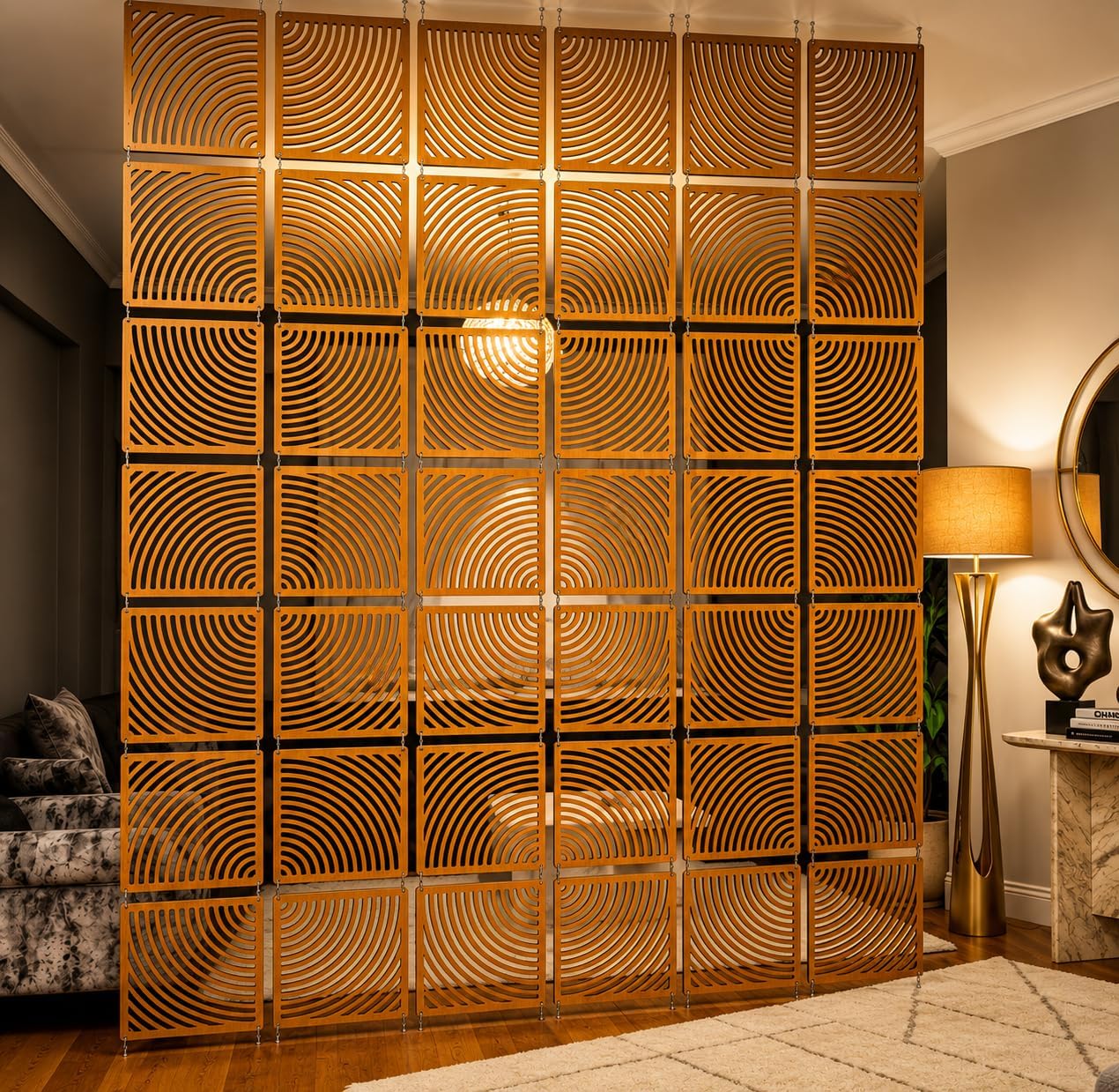 Teak Hanging Room Divider Panels, Set of 12