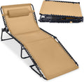 Best Choice Products Extra Wide Patio Chaise Lounge Chair, Portable Outdoor Folding Recliner for Lawn, w/ 8 Positions, Handles, 440lb Capacity - Beige