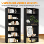 Sweetcrispy 6-Tier Bookcase, 63 Inch Tall Open Bookshelf, Freestanding Wood Book Case, Storage Shelves for Bedroom, Modern Display Bookshelf for Home Office Living Room，Black