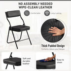 2 Pack Padded Folding Chairs with Cushion, Foldable Dining Chair Set Portable Indoor Outdoor Stackable Folding Chairs with Steel Frame for Home Office Events Wedding Party Black