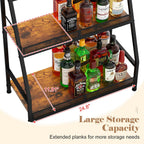 3-Tier (Safe Height for Kids & Pets) Expanded Liquor Stand, Trapezoid Wine Rack Freestanding Floor, Large-Capacity Bar Stand for Liquor Whiskey Wine Storage, Vintage Liquor Cabinet Bar for Home