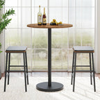 YATINEY Bar Table, Round Bar Table Set of 2, Counter Height Table, Pub Cocktail Table, Metal Frame, for Bistro, Dining Room, Living Room, Terrace, Rustic Brown and Black BT05L2BRY1