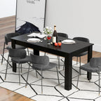 Giantex Dining Table for 6, Rectangular Kitchen Table with 330Lbs Capacity, Stable Structure, 63" L x 31.5" W x 30" H Large Farmhouse Center Tables for Dinner, Dinette, Dining Room, Black