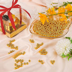 Suream 1300PCS Pearl Beads for Centerpieces, 8mm/0.31in No Hole Artificial Beads for Vase Filler, Jewelry Making, Table Scatter, Wedding Decoration, Makeup Holder, DIY Craft Projects, Gold Plated
