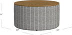HomePop Modern Fabric Storage Ottoman with Wood Top - Midnight Gary Woven Stripe
