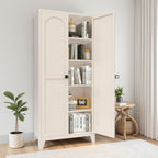 JIJIWANG 71'' Metal Pantry Cabinet, Kitchen Pantry Storage Cabinets with 2 Door and Adjustable Shelves,Kitchen Pantry Cabinet, Freestanding Cupboard for Dining Room Living Room Bathroom,Beige