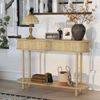 ARTPOWER 47.2" Modern Entryway Table with Wood Tambour Door, Accent Behind Couch Sofa Console Table with Storage, Fluted Side Table for Hallway, Living Room, Foyer, Natural Wood