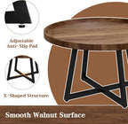 AWQM Coffee Table and End Table Sets, Round Coffee Table Set & 2 End Side Tables, Easy Assembly Vintage Living Room Table Set of 3, Suitable for Offices, Living Rooms and Apartments, Walnut