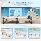 3-in-1 Sun Tanning Chair with Face Holes, Folding Chaise Lounge Chairs, 5-Position Adjustable Lounge Chair Outdoor with 2 Side Pocket & Pillow, for Pool Beach, Patio, Camping, Beige