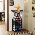 Wine Rack Floating Shelvesr Versatile Liquor Stand for Home Bar Mini Bar Table Wine Holder Stand Liquor Cabinet with Glass Holder Wood Tabletop 19 Bottles Floor Dining Room, Living Room