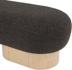 Meridian Furniture 22001Brown Robertson Collection Art Deco Bench with Luxurious Brown Boucle Fabric and Rich Natural Oak Finish, 60.5" W x 18" D x 16" H, Brown