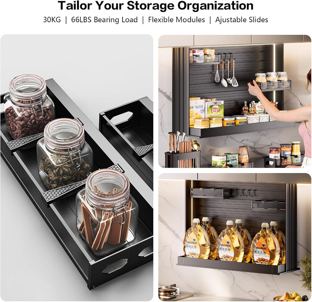 18" Touch Switch Motorized Cabinet Organizer, Electric Pull Down Shelf for Upper Cabinets, Anti-Collision Spice Rack,Smart Kitchen and Pantry Organization 18" Width Cabinet