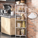 5 Tier Corner Shelf Stand, 44.1" Kitchen Shelf Organizer with Metal Frame, Small Corner Shelf for Bathroom Organization & Storage, Marble White Corner Shelf for Kitchen Decor Accessories
