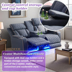 Power Recliner Sofa Set with LED, 3 Pieces Sectional Couch, Sandad Leather Living Room Furniture Sets, Modern Power Reclining Couch Leather Sofa with USB Ports/Cup Holders/Armrest Storage