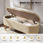 50.5” Velvet Storage Ottoman Bench with Gold-Toned Legs, Luxury Upholstered End of Bed Multi-Functional Footrest & Seat for Bedroom & Entryway