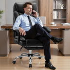 Big and Tall Office Chair 400lbs - Wide Memory Foam Seat with Lumbar Support, Reclining Executive Desk Chair with Footrest, Ergonomic Heavy Duty High Back Computer Chair, Black