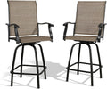 Patio Bar Stools, Outdoor Swivel Bar Height Chairs with Textilene Mesh Fabric, Set of 2