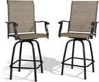 Patio Bar Stools, Outdoor Swivel Bar Height Chairs with Textilene Mesh Fabric, Set of 2