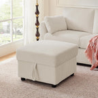 Corduroy Storage Ottoman for Living Room Sofas Couches, Square Ottoman with Storage Space Foot Rest Stool for Apartment, Dorm, Entryway, Beige