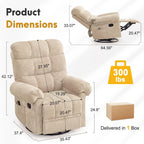 Korser 360° Swivel Rocker Recliner Chair, Rocking Chair Nursery with Massage and Heat, Small Recliners for Small Space, Manual Recliner Chair with Cozy Chenille Fabric, Side Pockets for Living Room