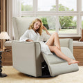 Jojoka Swivel Rocking Recliner Chair, Manual PU Leather Glider Recliner with Lumbar Support, Padded Armrest, High Weight Capacity Single Rocker Sofa for Nursery Living Room Bedroom