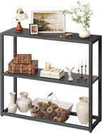 TIQLAB Small Entryway Table, 29.5" Narrow Console Table with Shelves, Sofa Table, Couch Table, Side Table, Entry Table for Hallway, Living Room, Small Space, Black