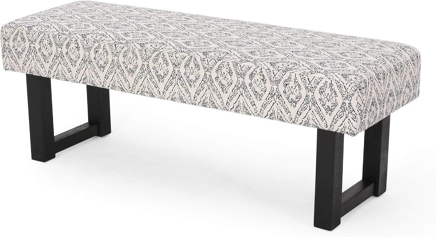 Cassie Boho Fabric Bench, Black Print