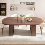 Jocoevol 78.7" Dining Table for 6-10 People, Oval Dining Room Table with 3-Tier Storage Shelf, Modern Wood Kitchen Tables with Heavy Duty Pedestal Base for Home, Dining Room, Walnut