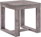 3pc Cocktail Set 1x Rectangular Coffee Table and 2X Square End Table Rustic Brown Gray Tan Living Room Wooden Furniture