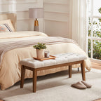 HUIMO Bedroom Bench for End of Bed, Upholstered Dining Seat for Kitchen, Button-Tufted Ottoman Bench for Entryway and Living Room (Beige)