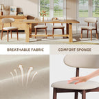 Modern Wooden Dining Chairs Set of 1, Fabric Upholstery Kitchen Chairs Farmhouse Dining Room Side Chairs for Restaurants, Cafes, Patio, Easy Assembly, Beige