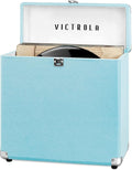 Victrola Collector – Record Storage Case – Holds 30+ Vinyl Turntable Records, Heavy-Duty Hardware, Hinges, & Smart Metal Corners, Portable with Easy-Carry Handle (Turquoise)