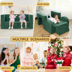 Fvkind 10 Pcs Modular Kids Play Couch for Playroom, Multifunctional Foam Kids Couch, Convertible Sectional Toddler Sofa for Boys and Girls, Toddler Sofa with Premium Foam and Washable Cover, Willow