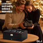 Watch Box for Men, 12 Slot Watch Case, Men's Jewelry Box With Drawer, Man Jewelry Accessory Organizer Case with Large Window, 2-Layer Watch Holder, PU Leather, Fathers Day Gift for Dad
