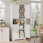 GarveeHome 70in Tall Kitchen Pantry Cabinet, Storage Cabinet with Doors and Adjustable Shelves, Freestanding Cupboard for Living Room, Dining Room, Bathroom, White