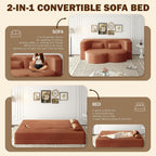 Convertible Folding Sofa Bed, 2-in-1 Full Size Floor Boneless Couch Bed, Loveseat sleeper Couch , Teddy Floor Sofa, Memory Foam Sleeper SofaBed, Small couches for small spaces, No Assembly, Orange