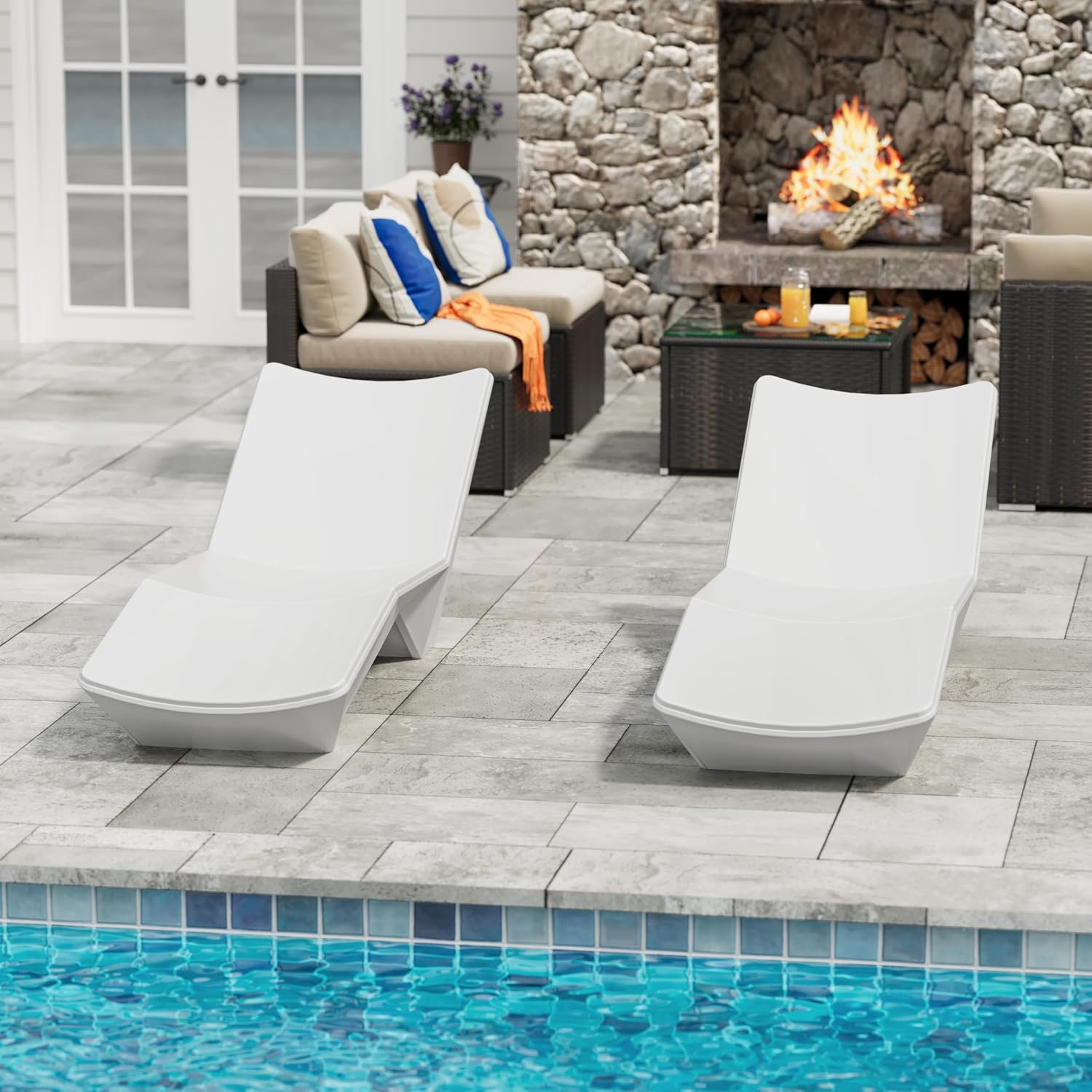 in Pool Lounge Chairs, Pool Lounge Chairs, Use in Pools with Shelves Up to 9 Inches Deep, Weather-Resistant Design,Tanning Chairs for Sun Shelves, Poolside & Beach Lounge for Outdoor Relaxation (4)