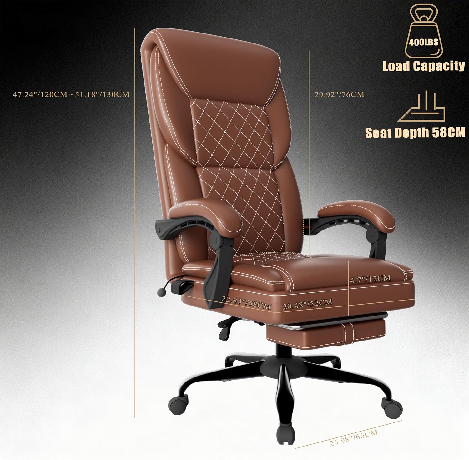 Gaming Chair, Office Chair with Inflatable Lumbar Support, Ergonomic Comfortable Wide Computer Chair with Footrest and Linked Soft Armrests, High Back 3D Enveloping Seat Cushion