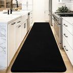qulint Hallway Runner Rug 2x8, Black Kitchen Runner Rugs Non Skid Washable Thickened Memory-Foam Indoor Bedroom Rug, Modern Minimalist Solid Soft Carpet for Living Room Entryway Home Decor